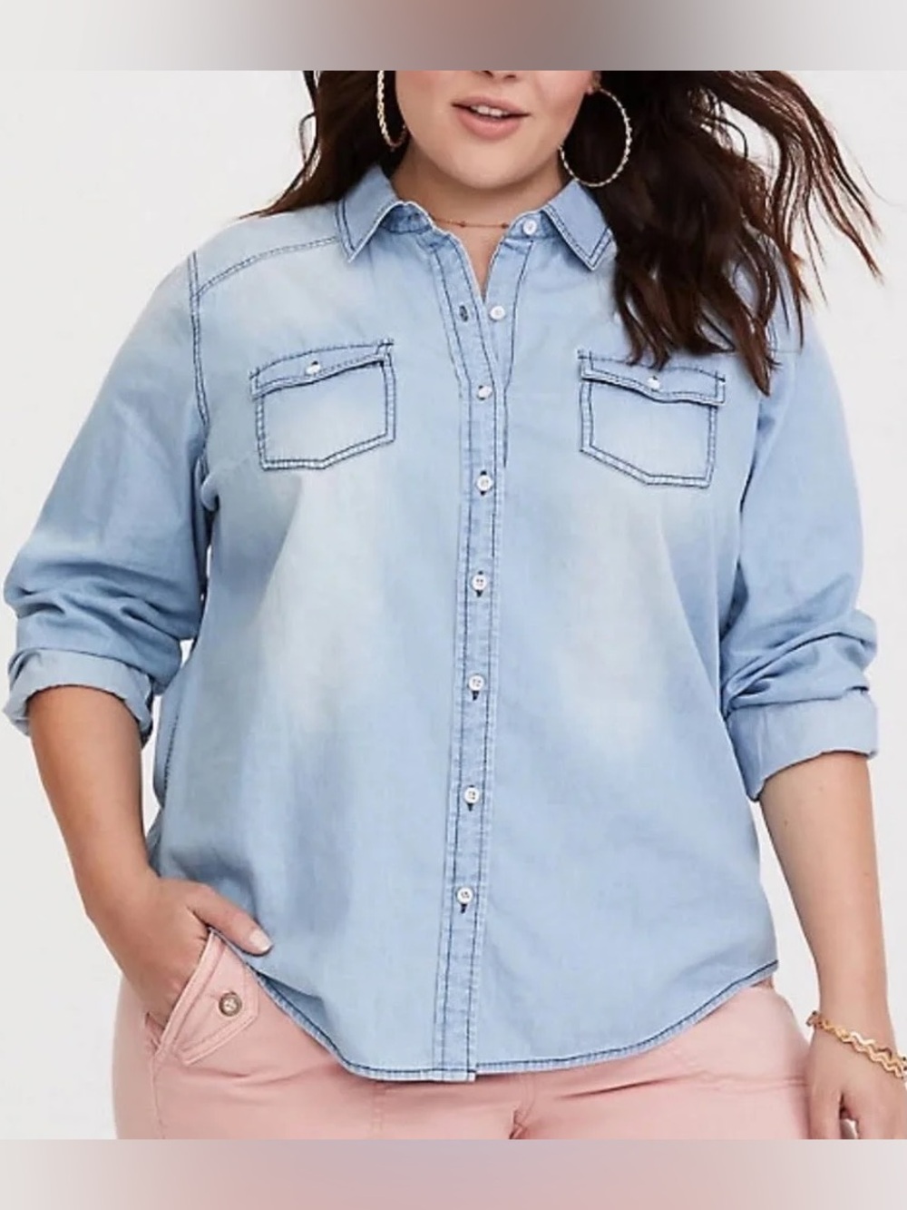 torrid Light Wash Denim Shirt
